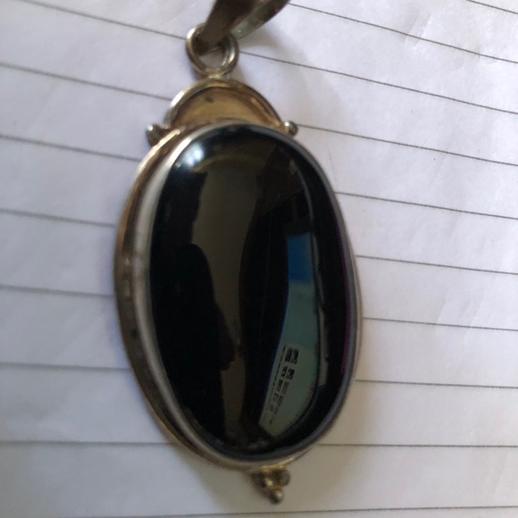 Black Onyx and sterling silver pendant - Picture 1 of 2